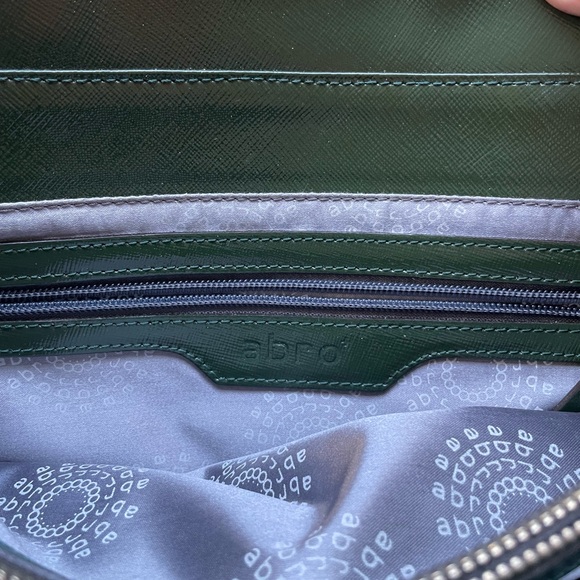 ABRO Saffiano Satchel Crossbody Leather Purse Green - Picture 14 of 14